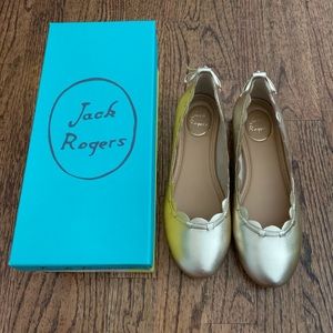 Jack Rogers Lucie leather flat platinum 7.5 NEW!